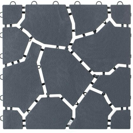 INVERNACULO 0.50 x 11 x 11 in. Garden Path Track Interlocking Stone Pathway Tile Floor Paver, Gray, 4PK IN3168211